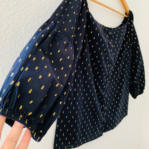 LUCKY 🍀 BRAND navy blue and gold Cold Shoulders - Picture 2 of 8